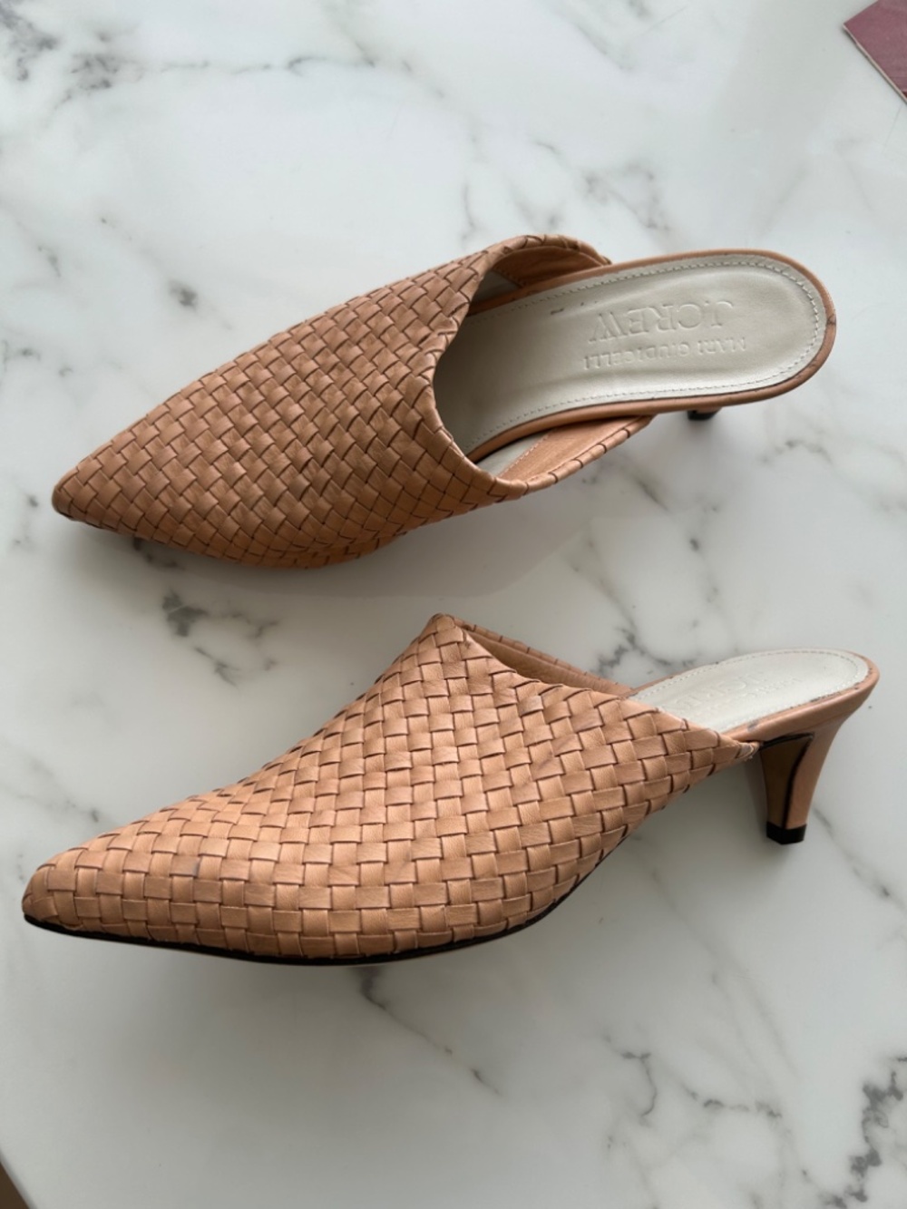 New! $348 Mari Giudicelli X J.Crew Collection Woven Leather Mules 8